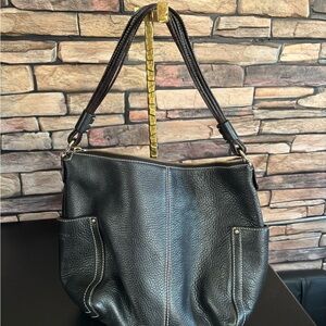 Kate Spade New York Black Leather Bag with Fringe Handles